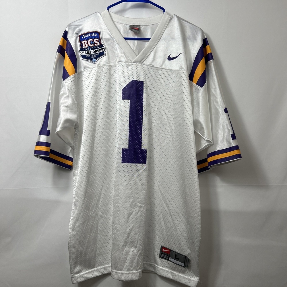 LSU Tigers #1 2008 Allstate BCS National Championship Nike Jersey Sz Large